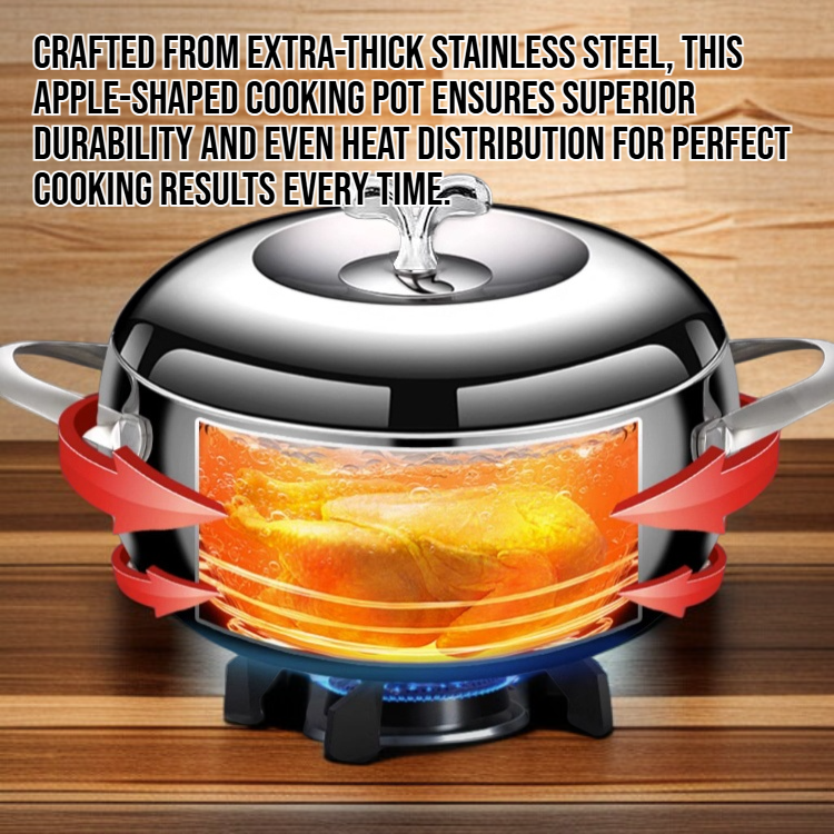 Extra-thick stainless steel apple-shaped cooking pot