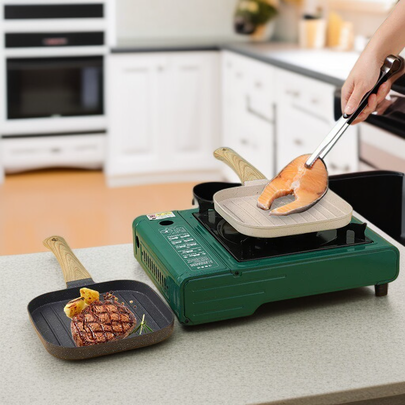 Striped Wooden Handle Non-Stick Mini Frying Pan, Home Kitchen Omelette and Egg Pan