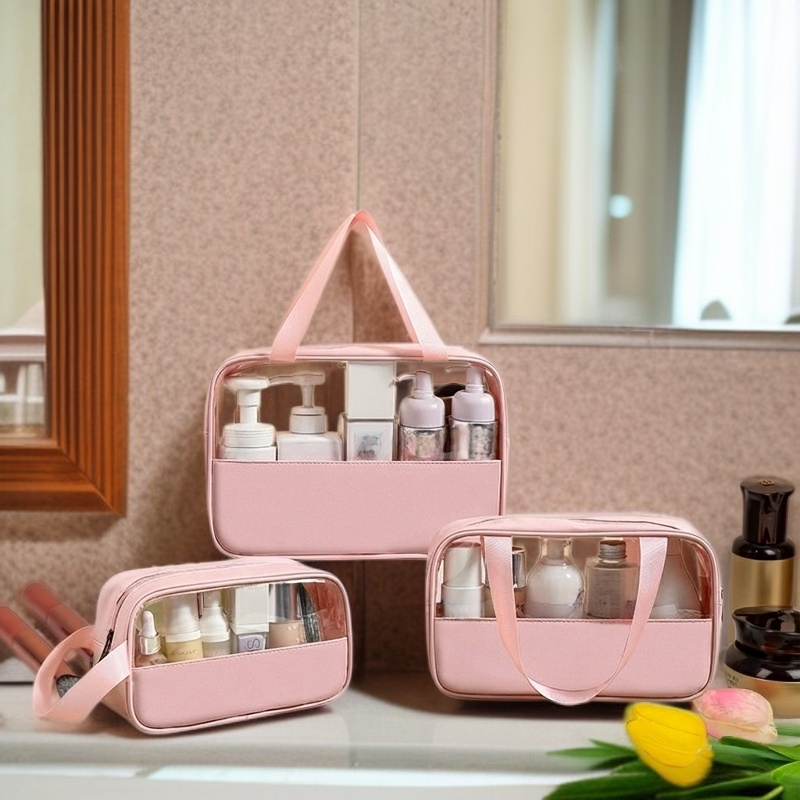 透明大容量ウォッシュバッグ 防水携帯用ハンドヘルド化粧品バッグ 旅行用大容量収納バッグ