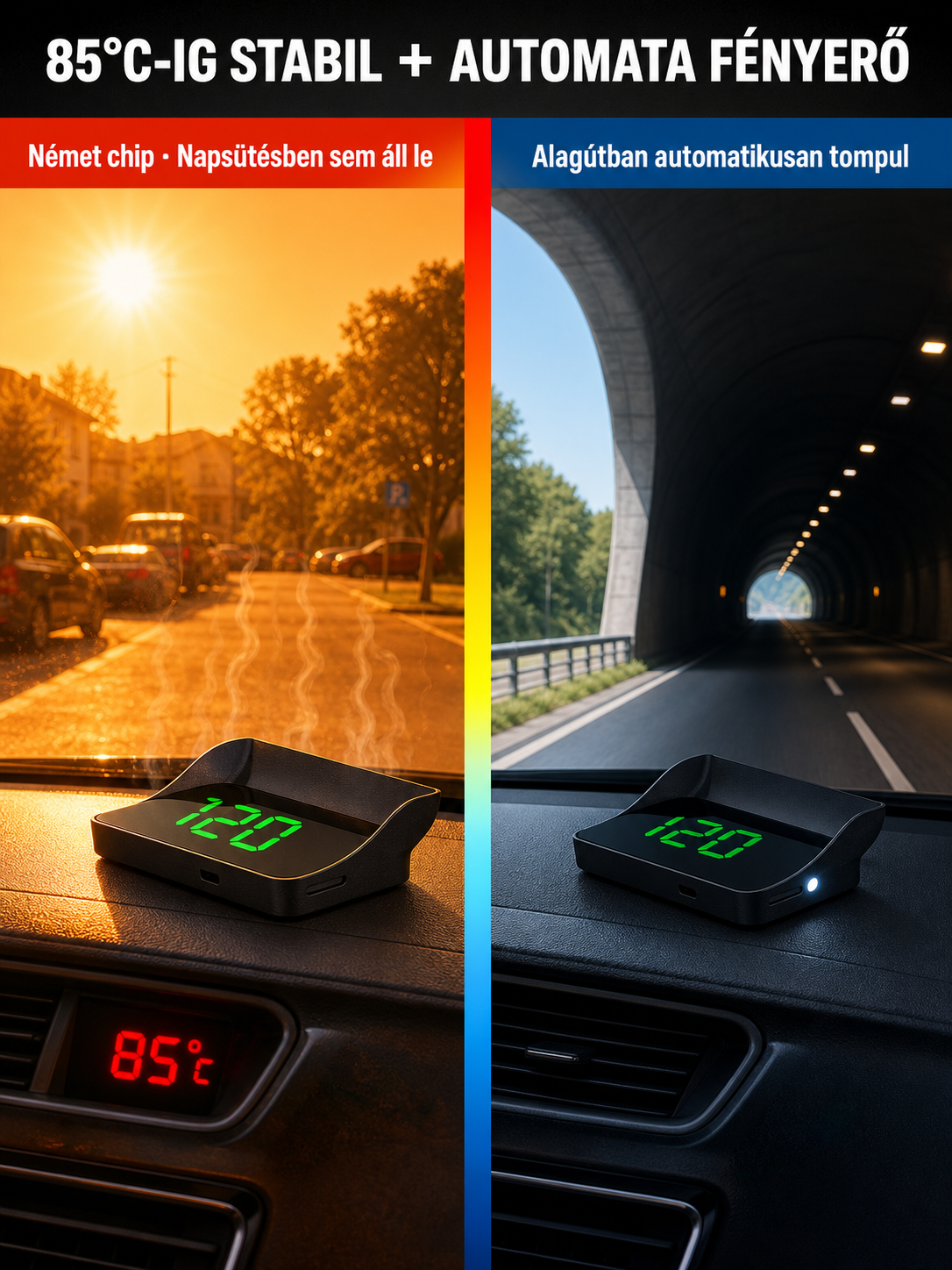 Autós HUD hordozható vetített kijelző GPS sebességmérő