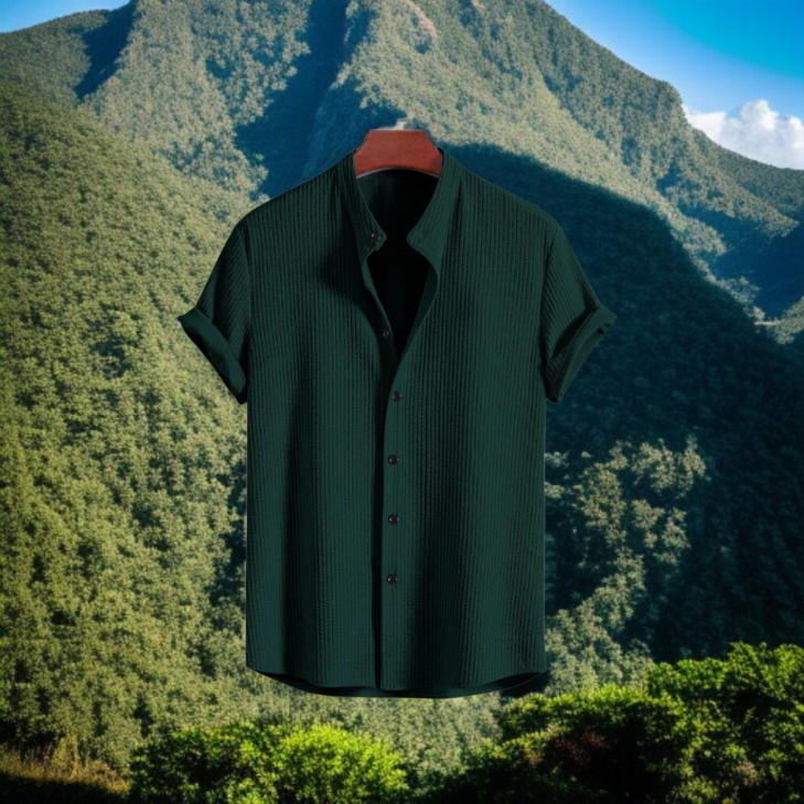 夏のメンズ半袖シャツ 無地 メンズ半袖トップス メンズシャツ