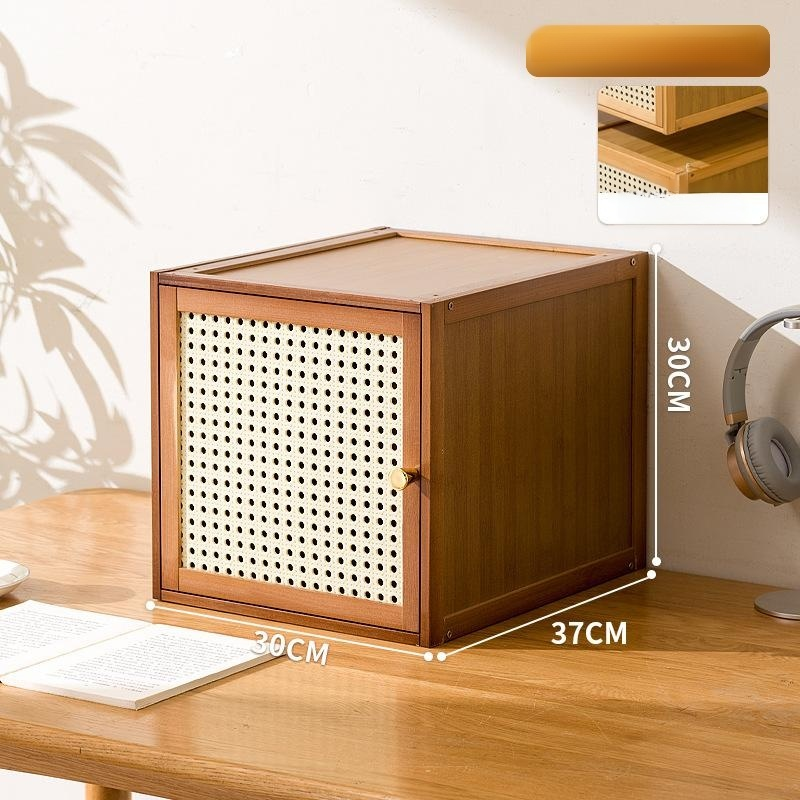 Solid wood lattice cabinet with drawers