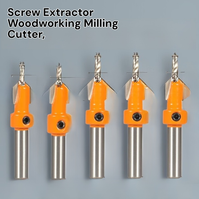 5, 8MM Shark Countersink Router Bit Screw Extractor Woodworking Milling Cutter