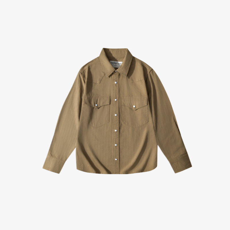 新作無地ヘリンボーンハードマンシャツ メンズ瑪瑙ボタンエンジニアワーク長袖シャツ