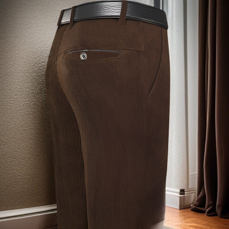 男性用冬ベルベット裏起毛コーデュロイパンツ中高年カジュアル