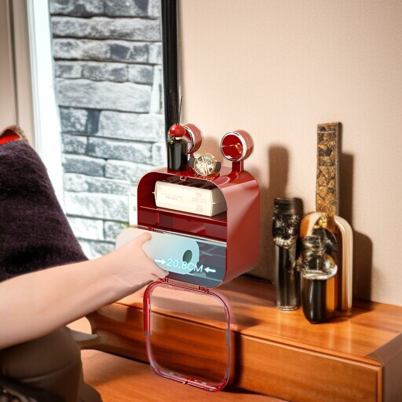 벽걸이 빨판 티슈케이스 비주얼 방수 휴지케이스 수납케이스 화장실 티슈수납케이스