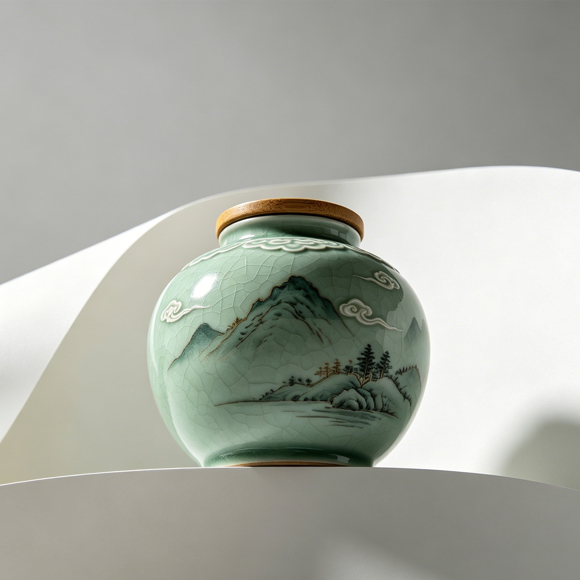 Celadon handbemalte Aufbewahrungsflaschen (3 Stück)