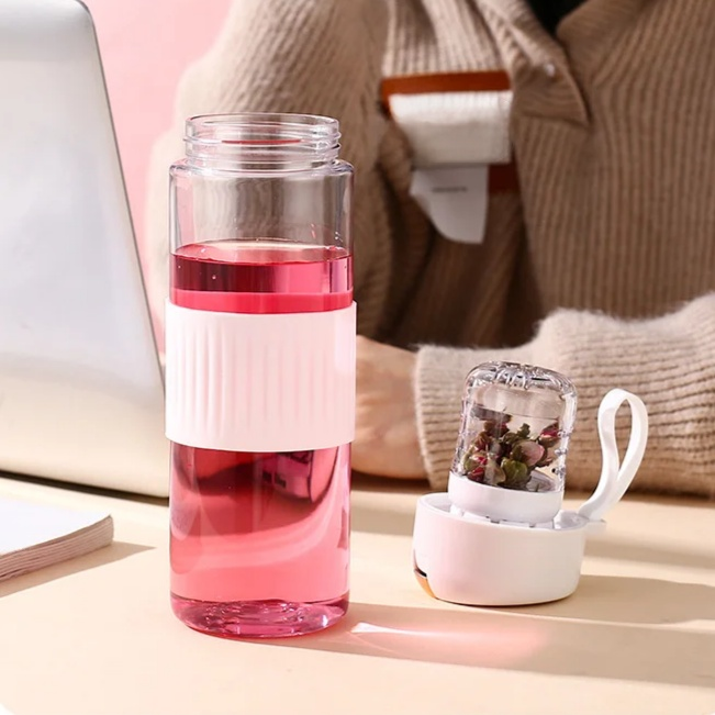 おしゃれなフラワーティーカップ 女子夏用ティー＆ウォーター分離プラスチックカップ