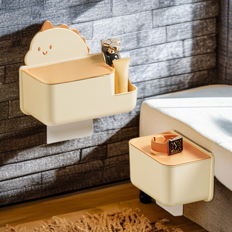 Cartoon wall-mounted punch-free toilet paper box in kitchen