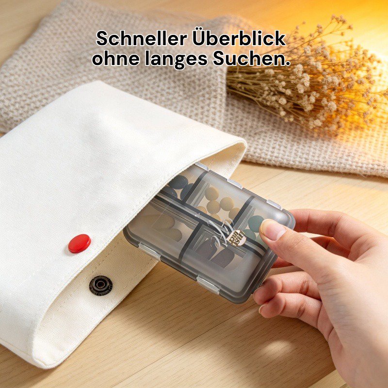 Tragbare transparente versiegelte Pillenbox mit Fächern