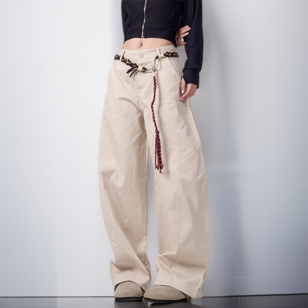 여성용 레트로 캐주얼 루즈핏 바지