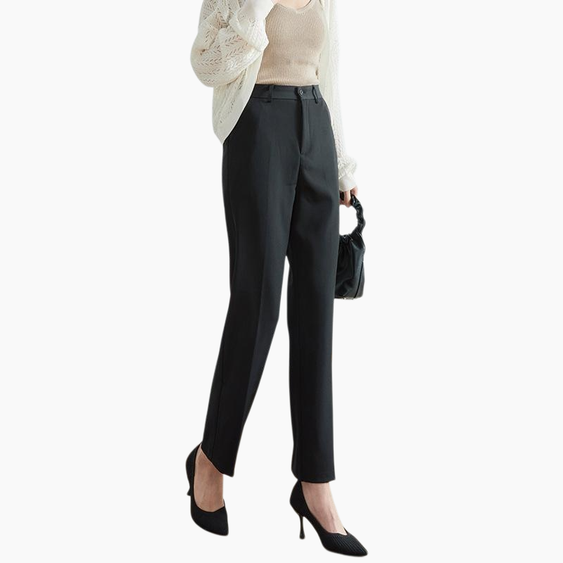 추동 여성 하이웨스트 일자 정장바지 프리미엄 드롭 정장 블랙 작업바지 패션 슬림 정장바지녀