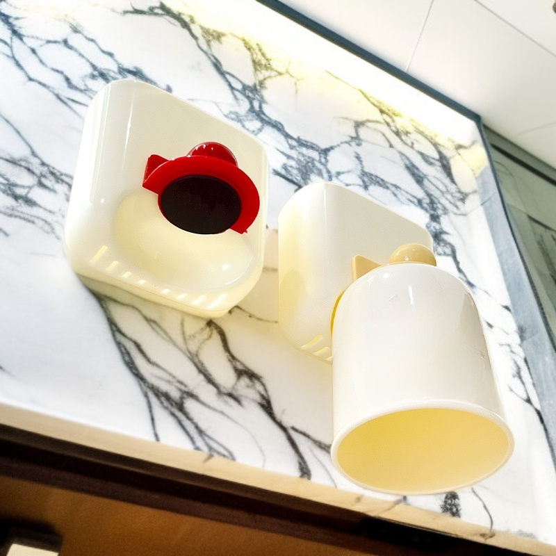 Non perforated magnetic suction inverted drain toothbrush cup storage rack