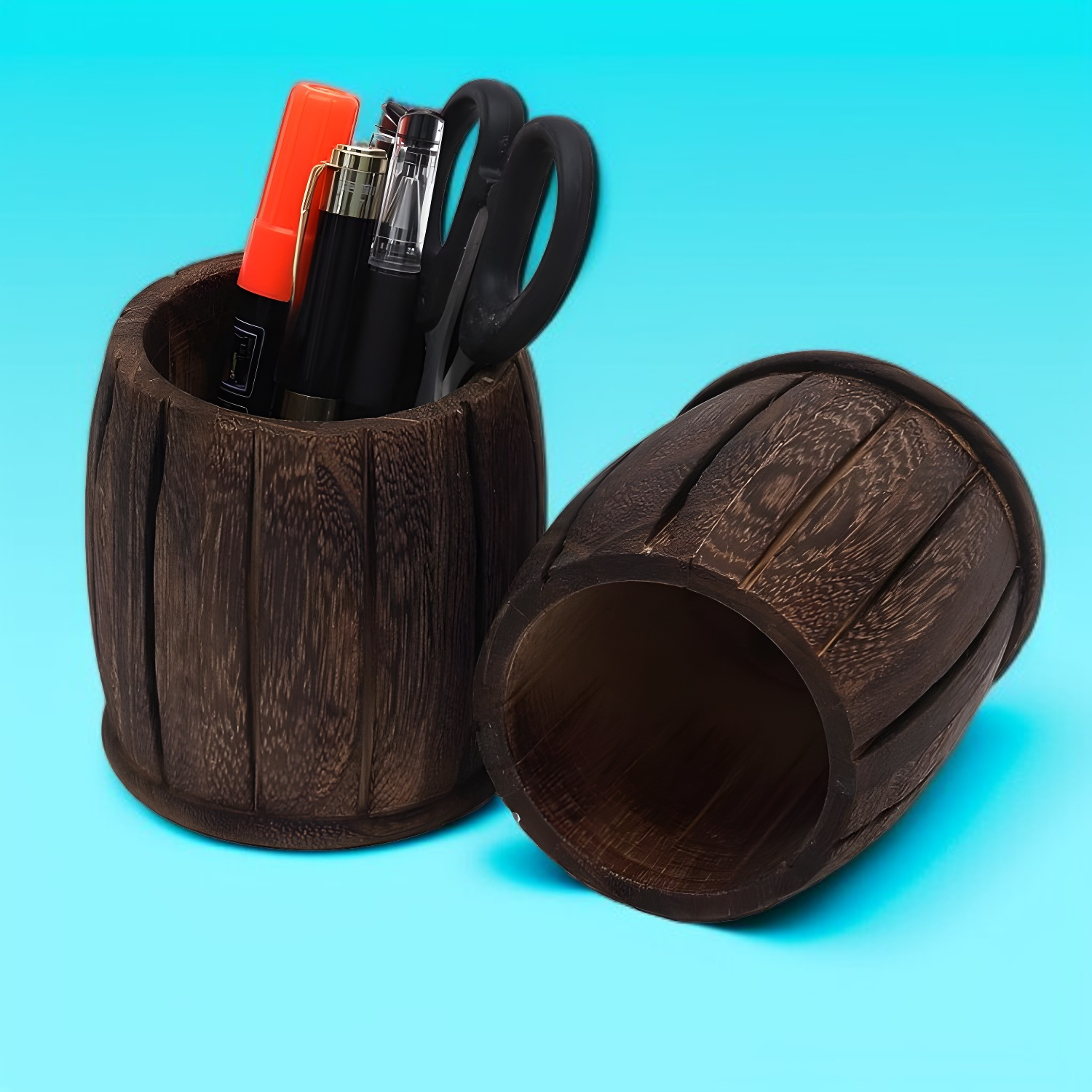 Schreibtisch-Stiftehalter aus Paulownia-Holzkohle