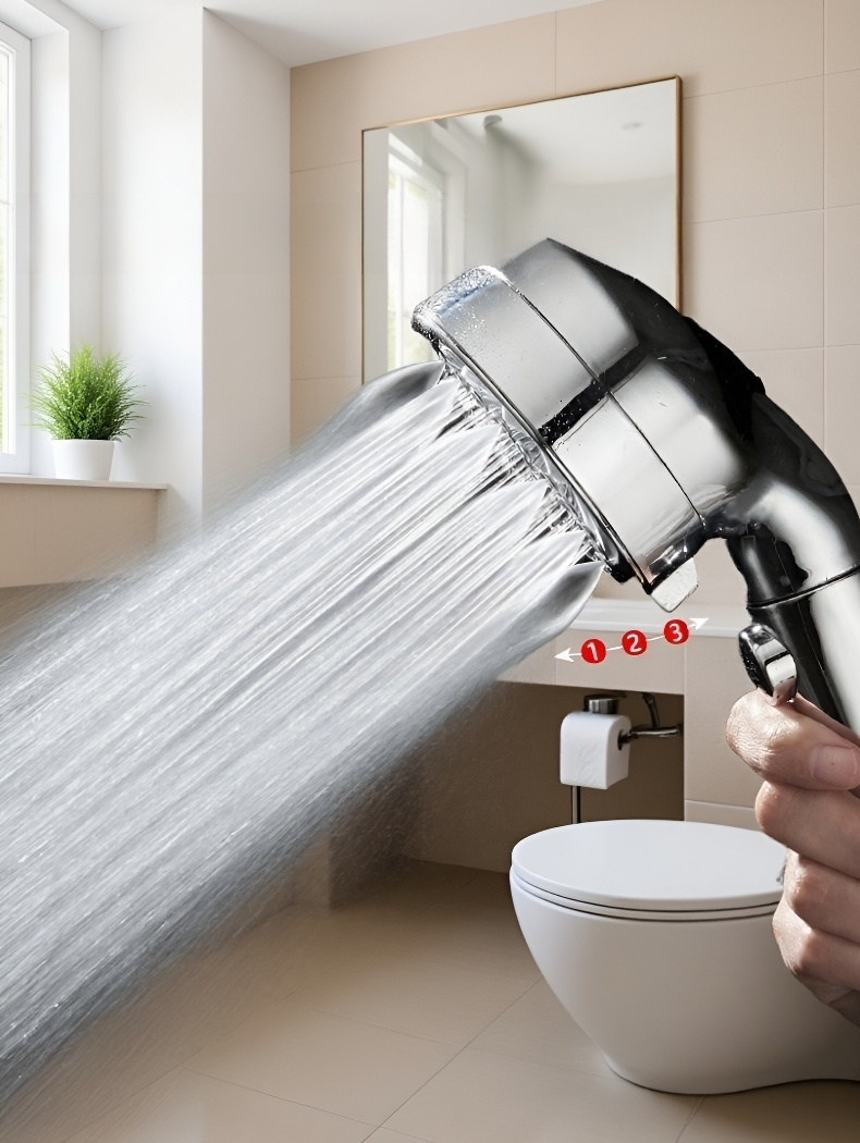 3種類の水流モードシャワーヘッド