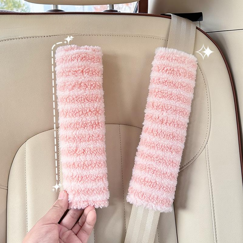 Prémiové plyšové chrániče pásů do auta – Roztomilý proužkovaný styl, pohodlné na rameno