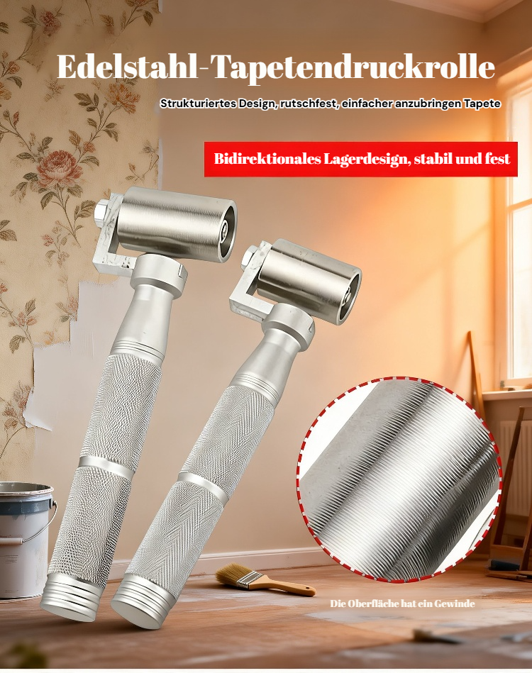 Ergonomische Andruckrolle für Tapeten auf weißem Hintergrund