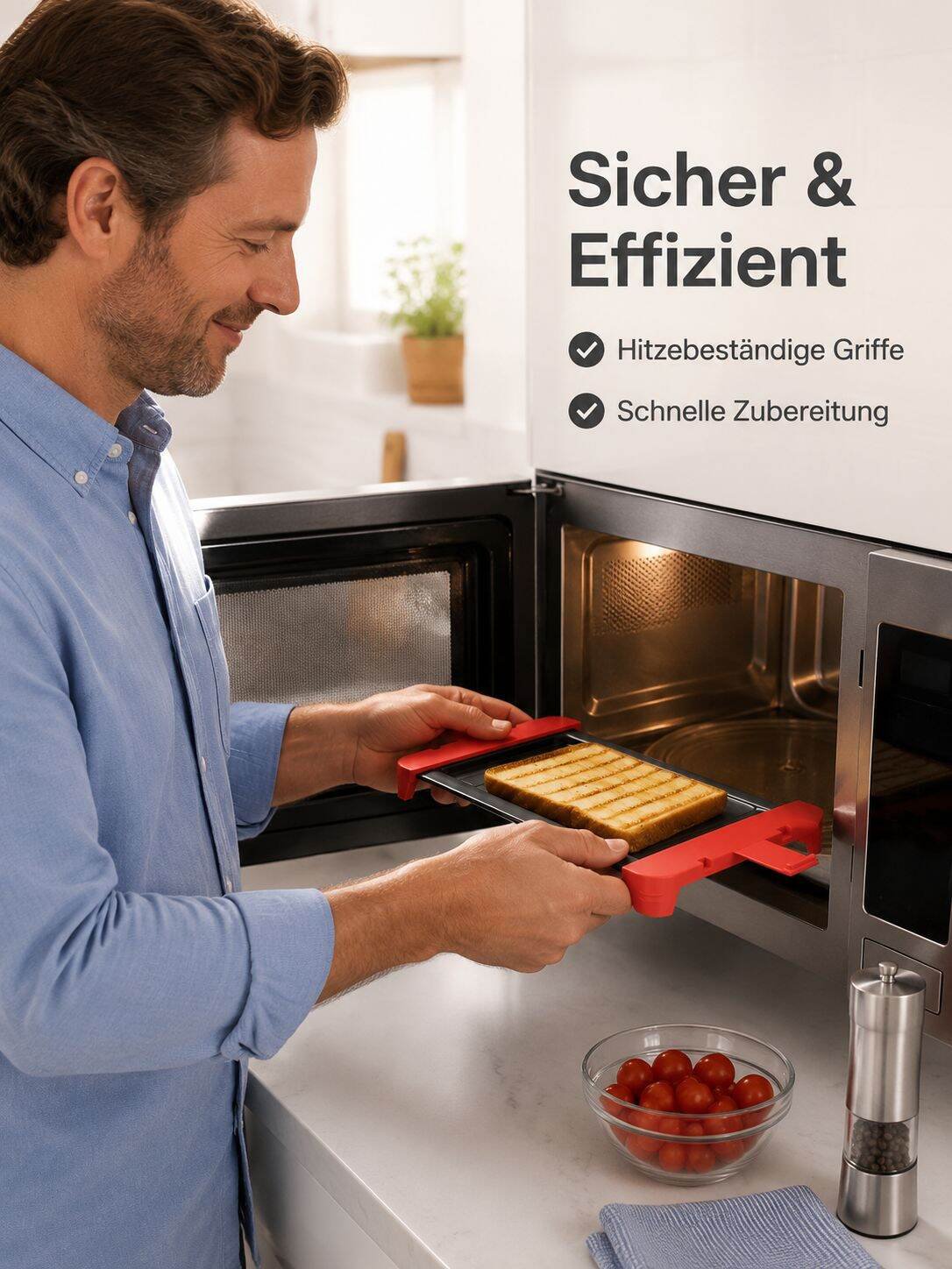 Multifunktionale Mikrowellen-Backform für Waffeln, Sandwiches, Fleisch und Brot
