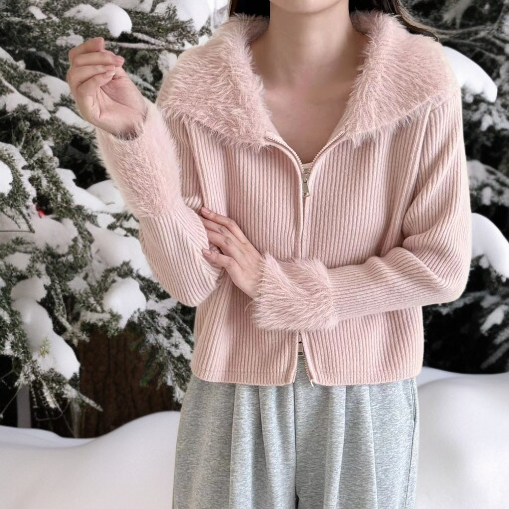 秋冬用ラペルセーターカーディガン