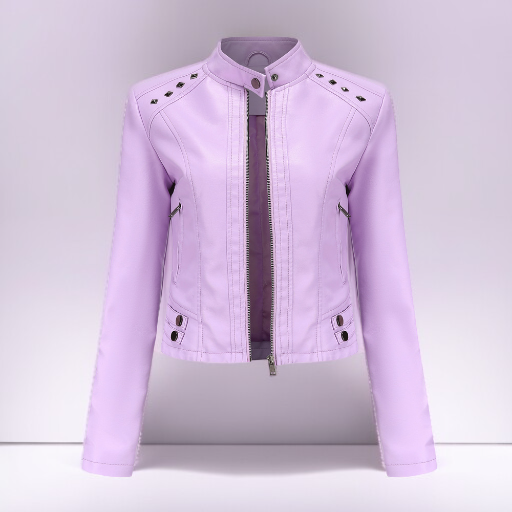 春秋用レディーススタッズレザージャケット