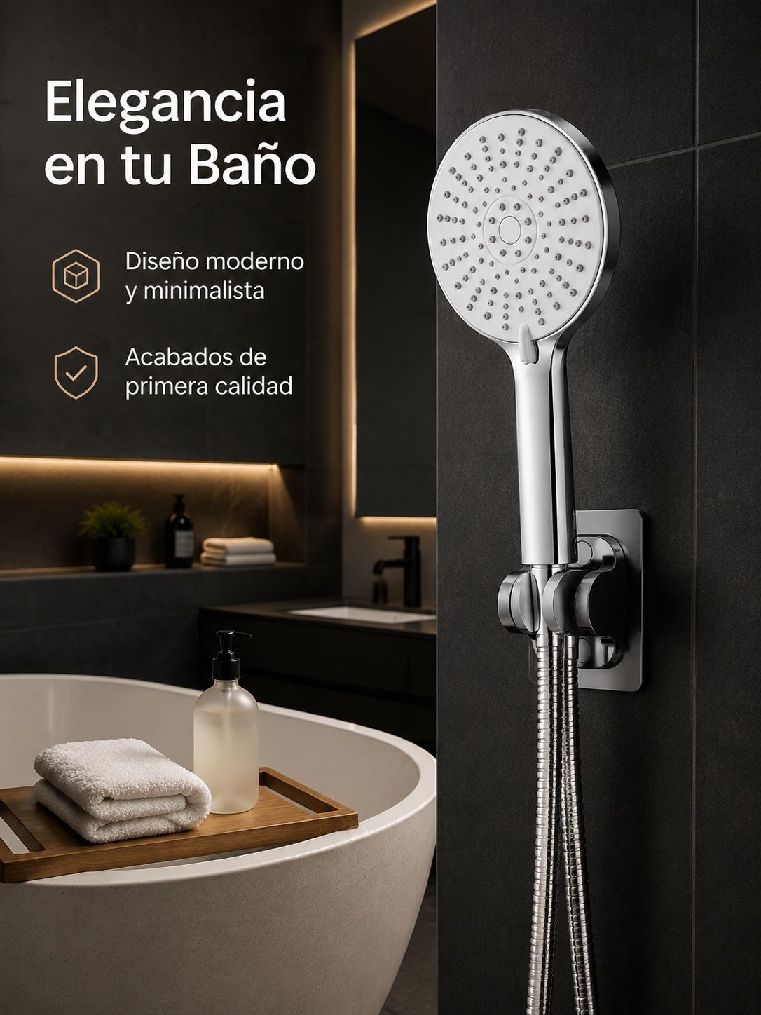 Ducha de Mano de Silicona con panel grande y alta presión para baño