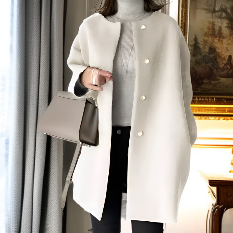 Premium Women's Autumn Winter Solid Wool Coat Loose Fit Straight Outerwear