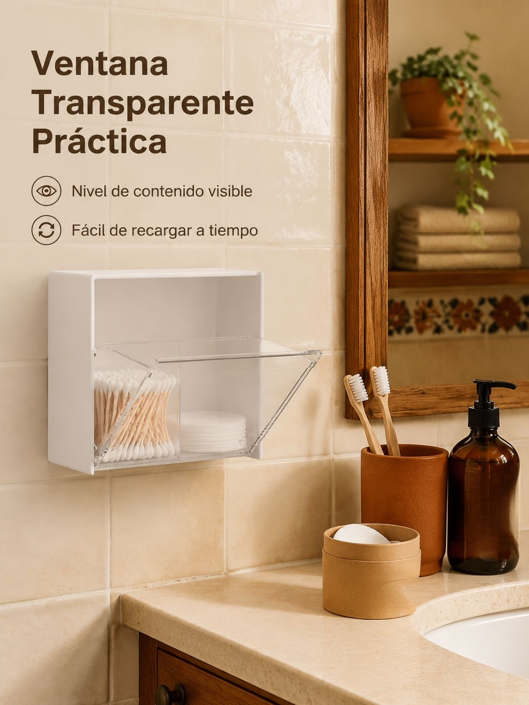 Caja organizadora de hisopos y algodones DreamHomes para pared