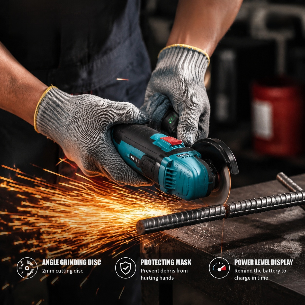 Home rechargeable lithium-ion angle grinder