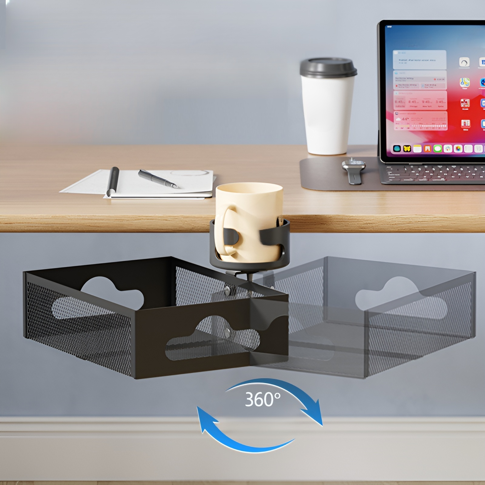  免打孔網籃式電線收納槽