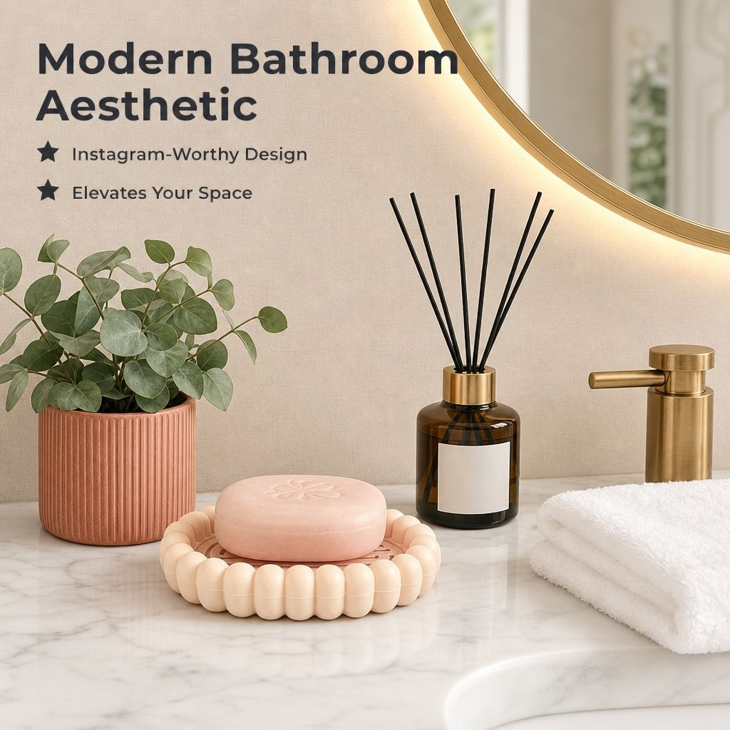 Large Home Soap Dish with Drain, Stylish Design