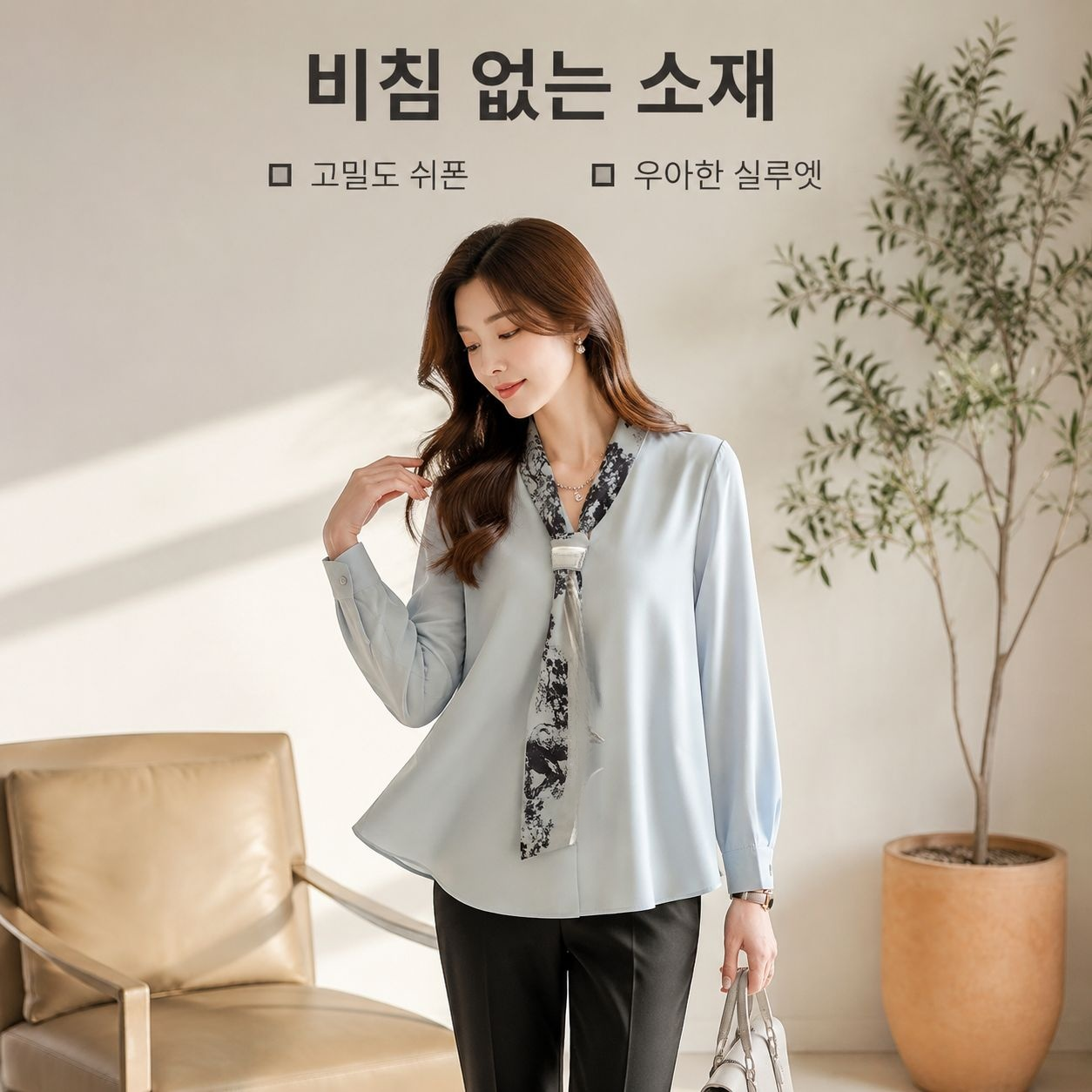 봄가을 신상 쉬폰 긴팔 셔츠 여성용