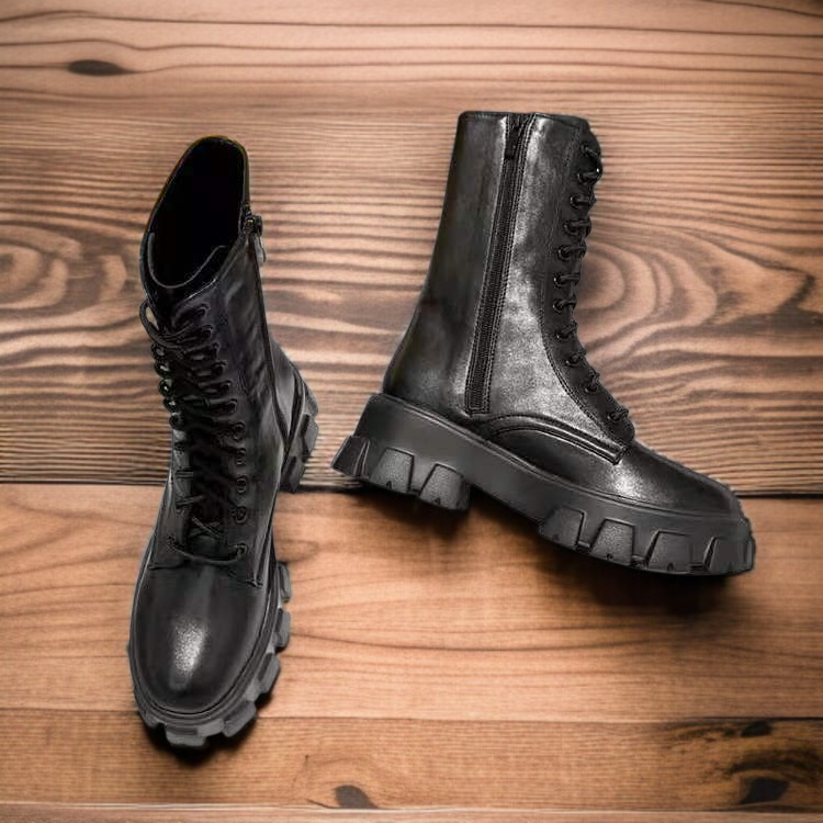 미들 통굽 워커 봄가을 키높이 스트랩 앵클부츠 부츠 라이더 빈티지 슬림 워커