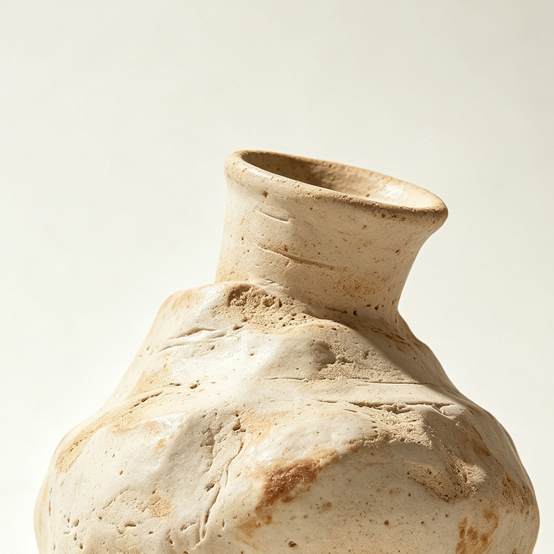 Handmade rough pottery irregular-shaped vase
