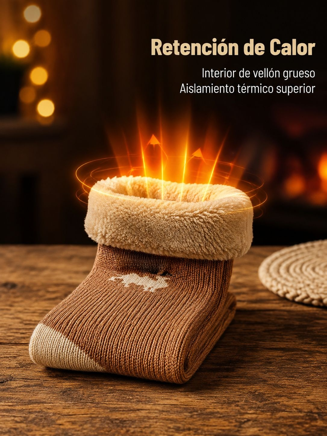 Detalle de la textura gruesa de los calcetines de invierno