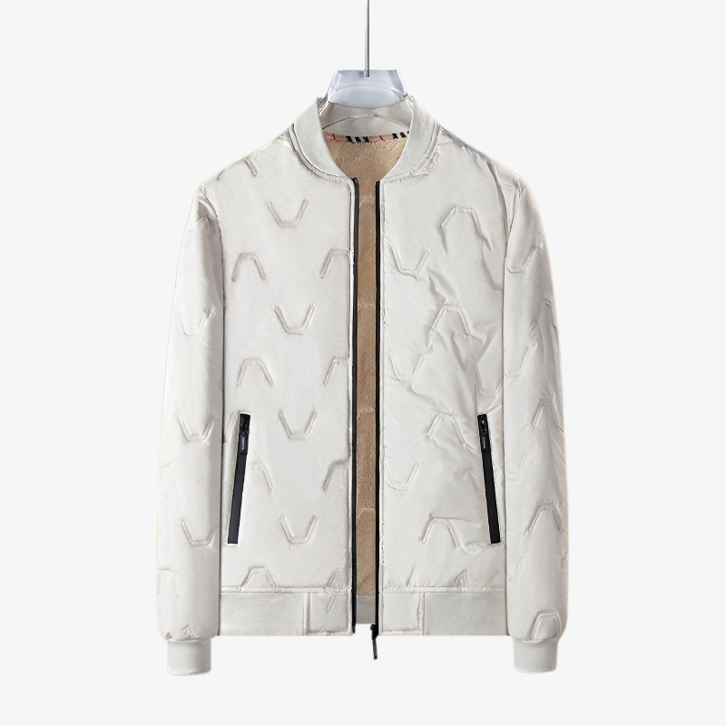 Abrigo de hombre de lana de cordero tipo béisbol para mediana edad