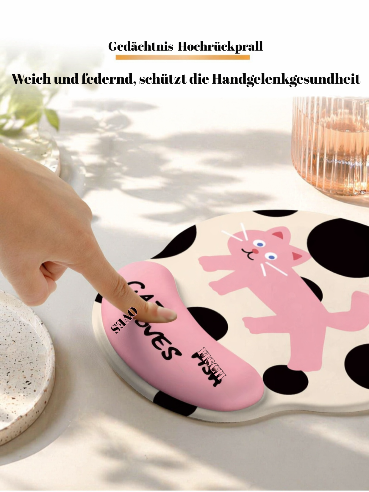Rosa Katzen Mauspad und Tastaturauflage als Geschenk