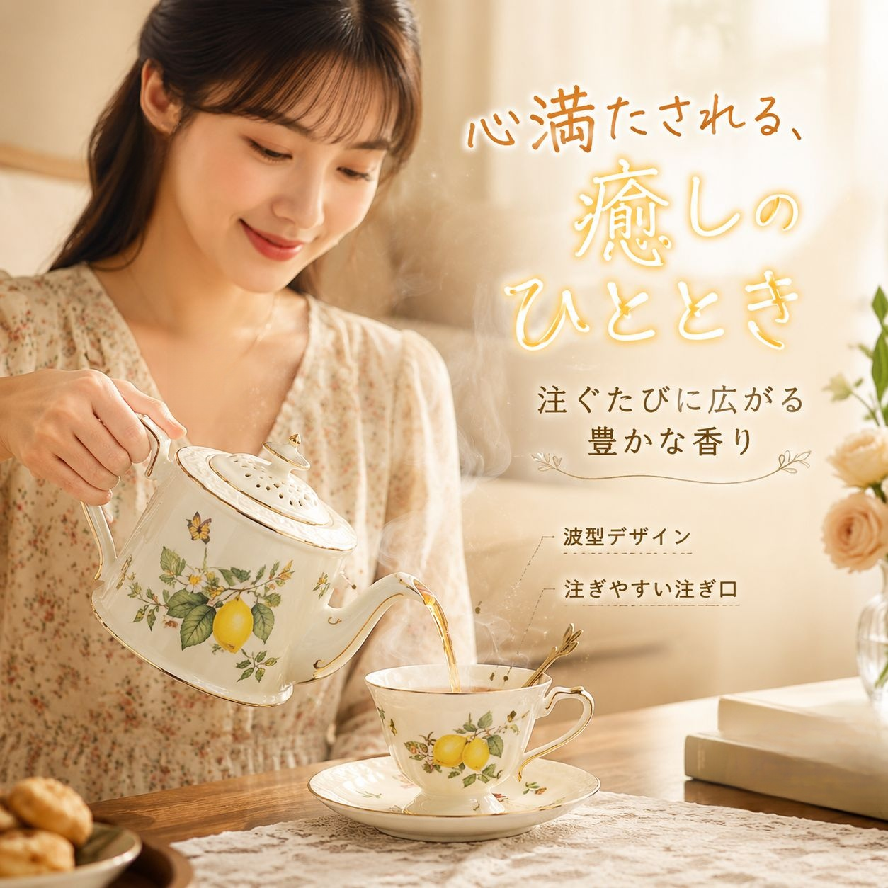 昆虫柄ヴィンテージ陶器ティーセット 水カップ コーヒーカップ プレート