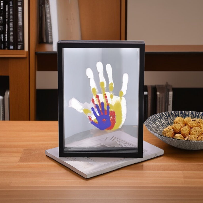 Transparentes Familien-Handabdruck-Fotorahmen-Set, DIY-Kunstdruck-Souvenir, DIY-Fotorahmen mit Handa