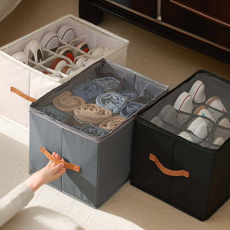 Caja para almacenar botas con ventana transparente y separadores ajustables, fácil de organizar