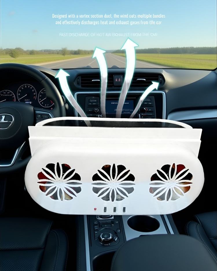 Portable car fan powered by solar energy