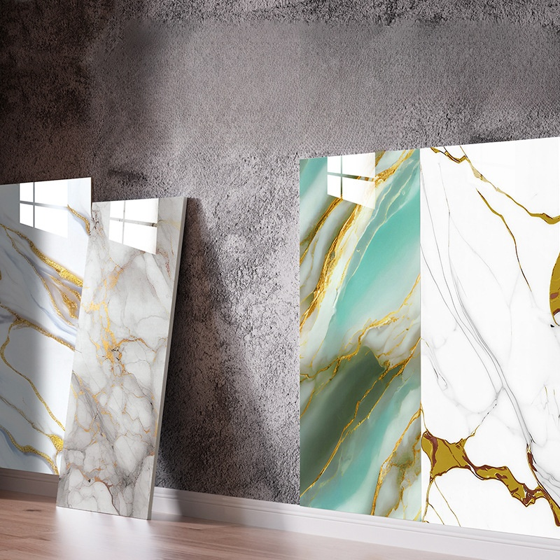 防水耐髒牆紙加厚仿大理石瓷磚貼