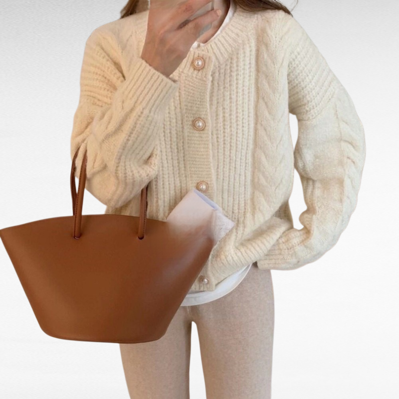 كارديجان نسائي بتصميم بلون واحد وياقة