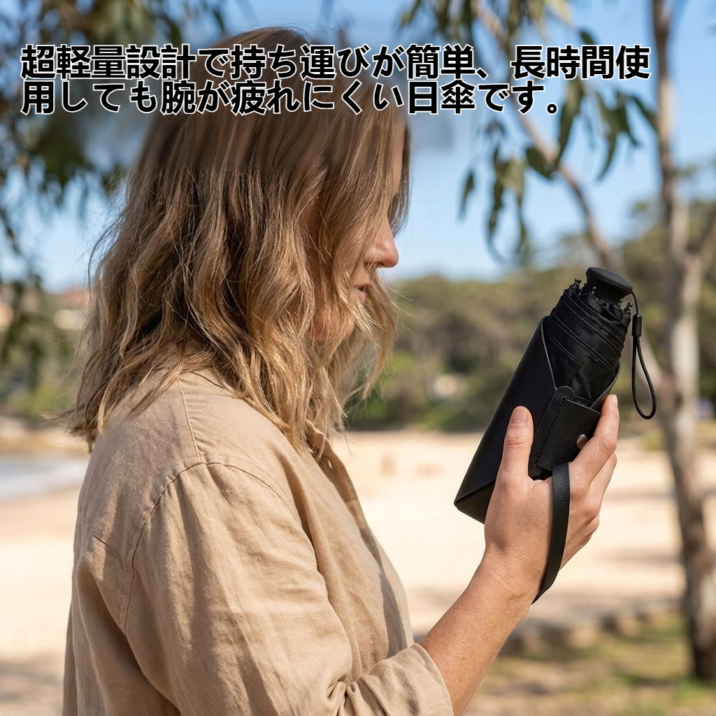 超軽量ブラックビニール製日傘