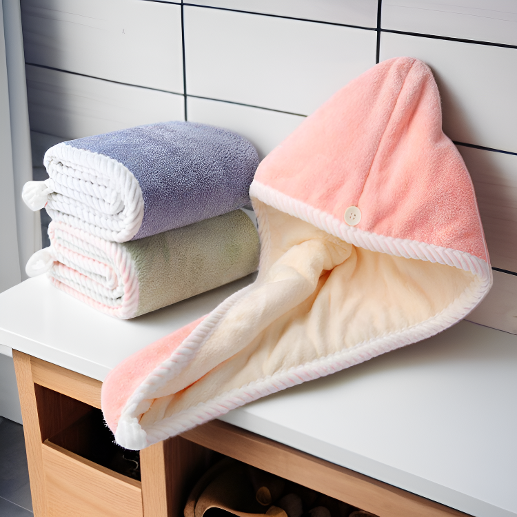 素早く吸水するヘアタオル