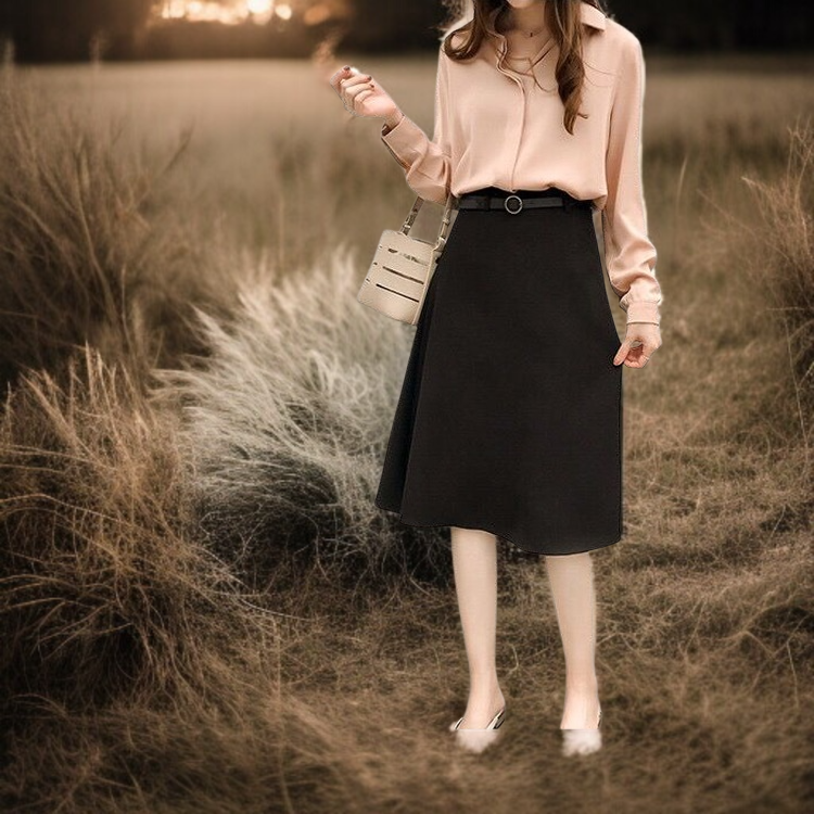 봄 한범 여 긴팔 셔츠 솔리드 이너 쉬폰 상의 봄 한범 긴팔 셔츠 이너 쉬폰 셔츠