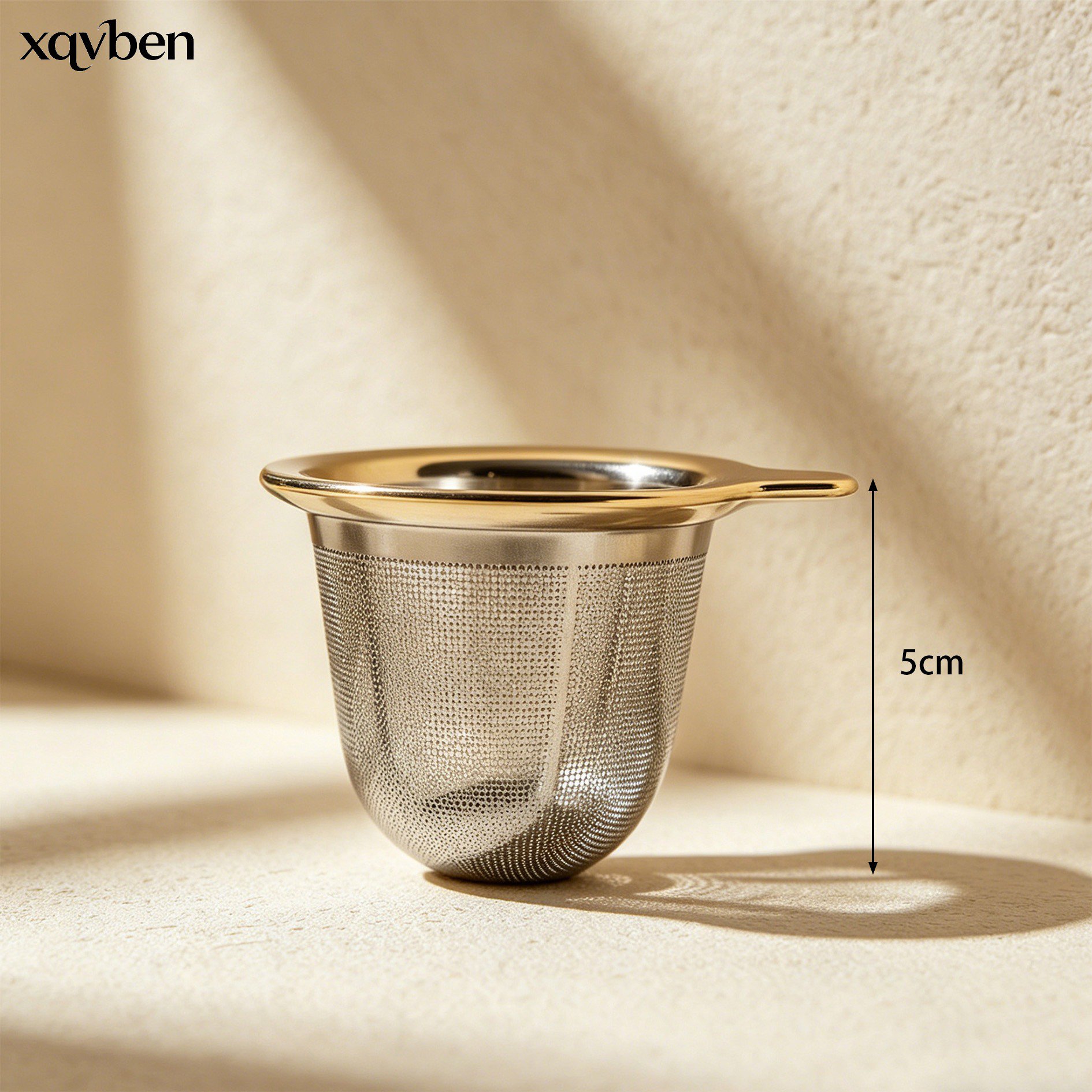 Reusable stainless steel tea infuser close-up