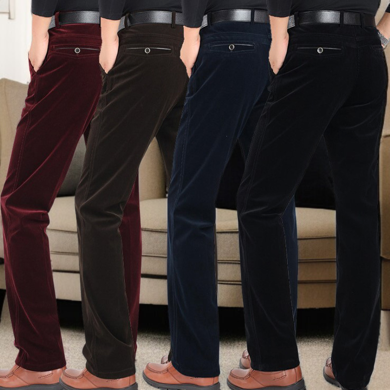 男性式中高年用ベルベット冬にベルベットを厚くしたカジュアルパンツのコーデュロイ男性パンツ