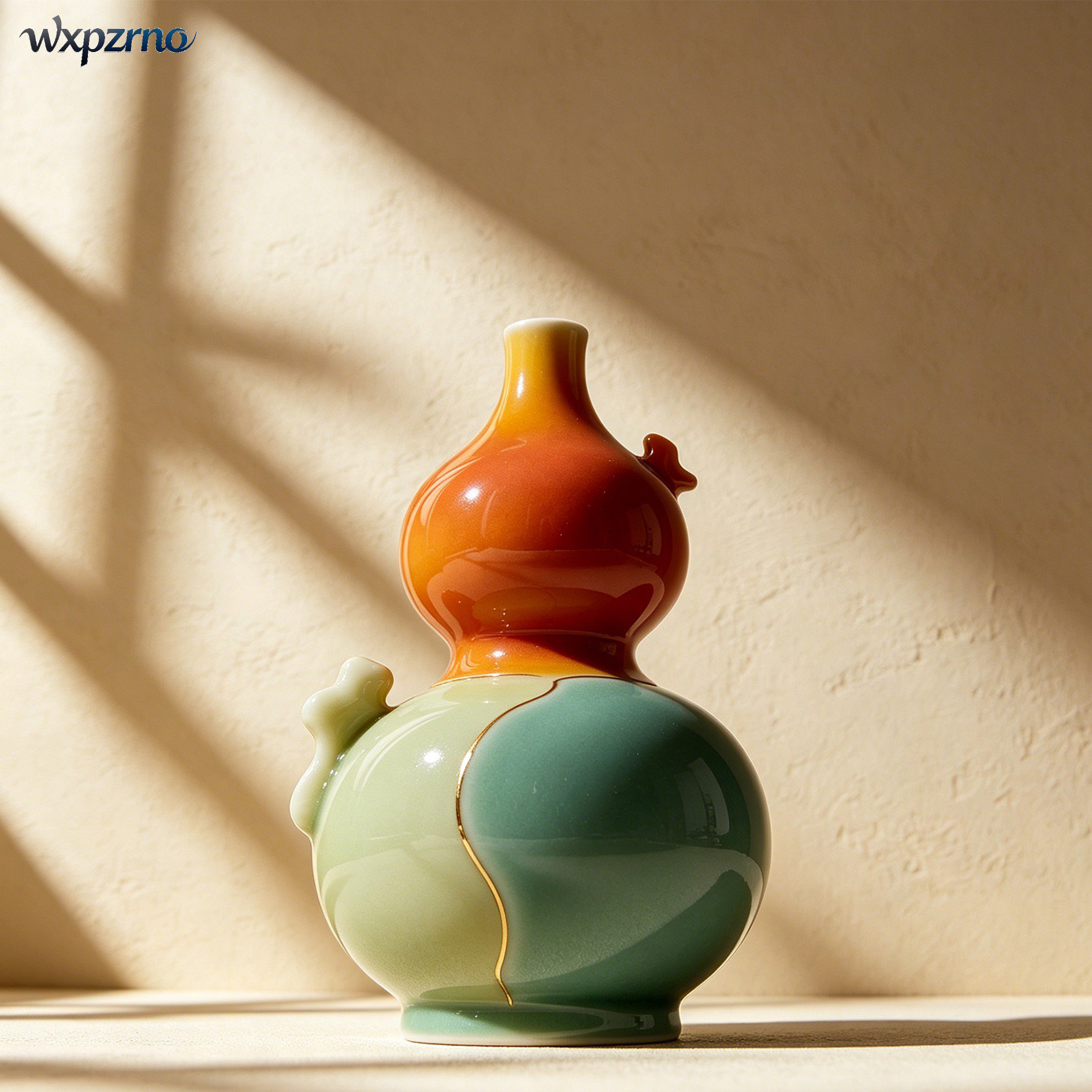 Two-Tone Gourd-Shaped Ceramic Vases (Set of 2)