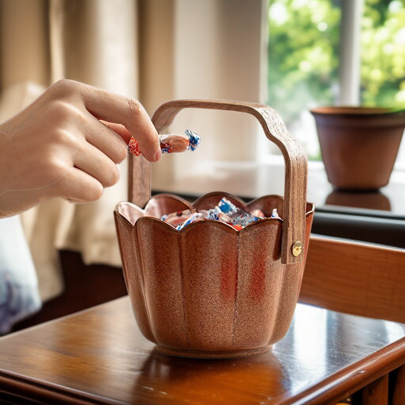 Cesta de frutas retro de cerámica