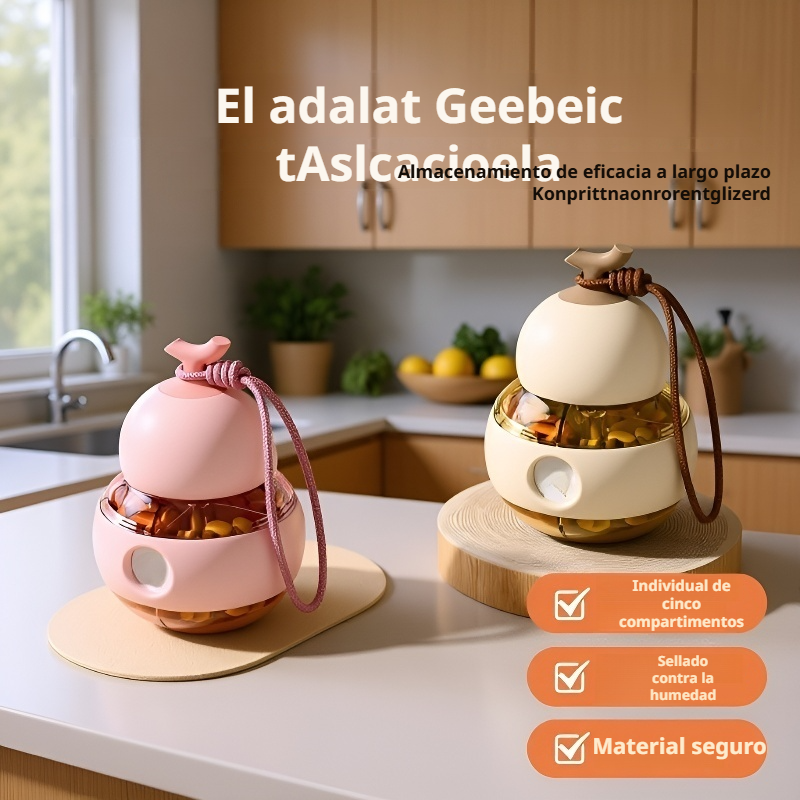 Pastillero portátil de doble capa en forma de calabaza